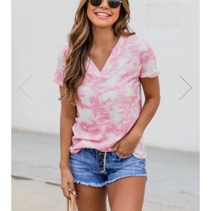 Pink Lily Wonderfully Adored Tie Dye Tee Pink